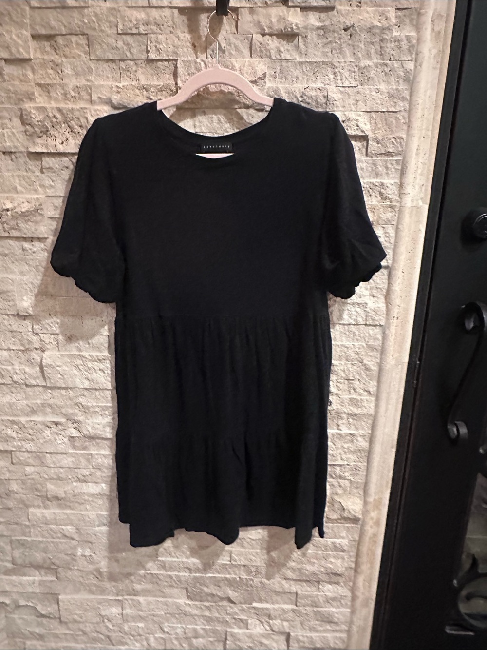 Sanctuary Black Short Sleeve Tiered Babydoll dress S